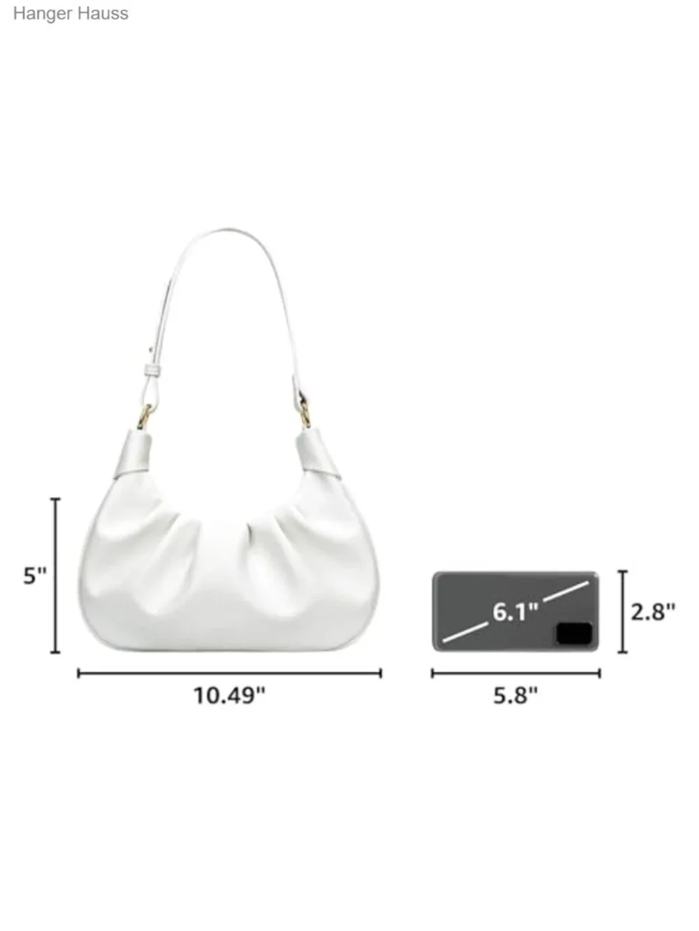 Shoulder Bag Crescent Handbag Ruched Purse Underarm Bag Mini Hobo with
